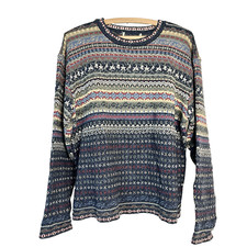 VTG Eddie Bauer 90s Fair Isle Cotton Sweater Pullover Crew Neck Nordic Large