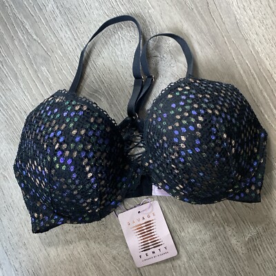 Savage X Fenty Bra Size 34 DD Metallic Shimmer Racerback Padded Underwired NWT