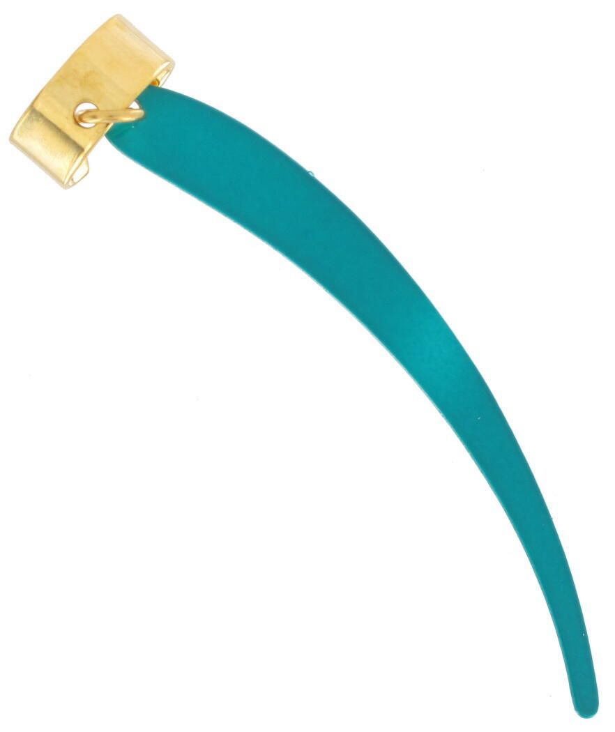 Teal Blue Dangle Charm Gold Tone Single Ear Cuff 1.5 Inch-image