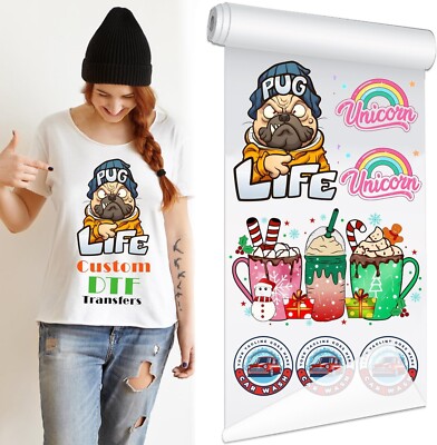 Custom DTF Gang Sheet   22'' Width Ready to Press Heat Transfer   Bulk Wholesale