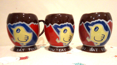 DREI 3 Vintage Cadburys Creme Ei SCHOKOLADE Tasse Becher Wie isst du dein OSTERN