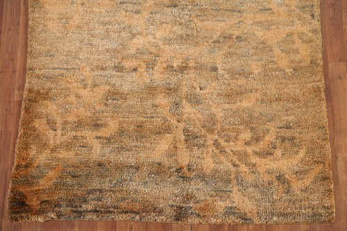 Nature Print Brown Moroccan Transitional Area Rug 5'x7' Jute Hand-knotted Carpet - Picture 5 of 12