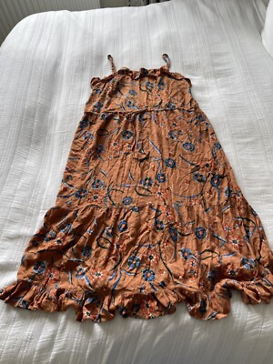 open lace back dress Fat Face coral print midi dress 8  The Wardrobe