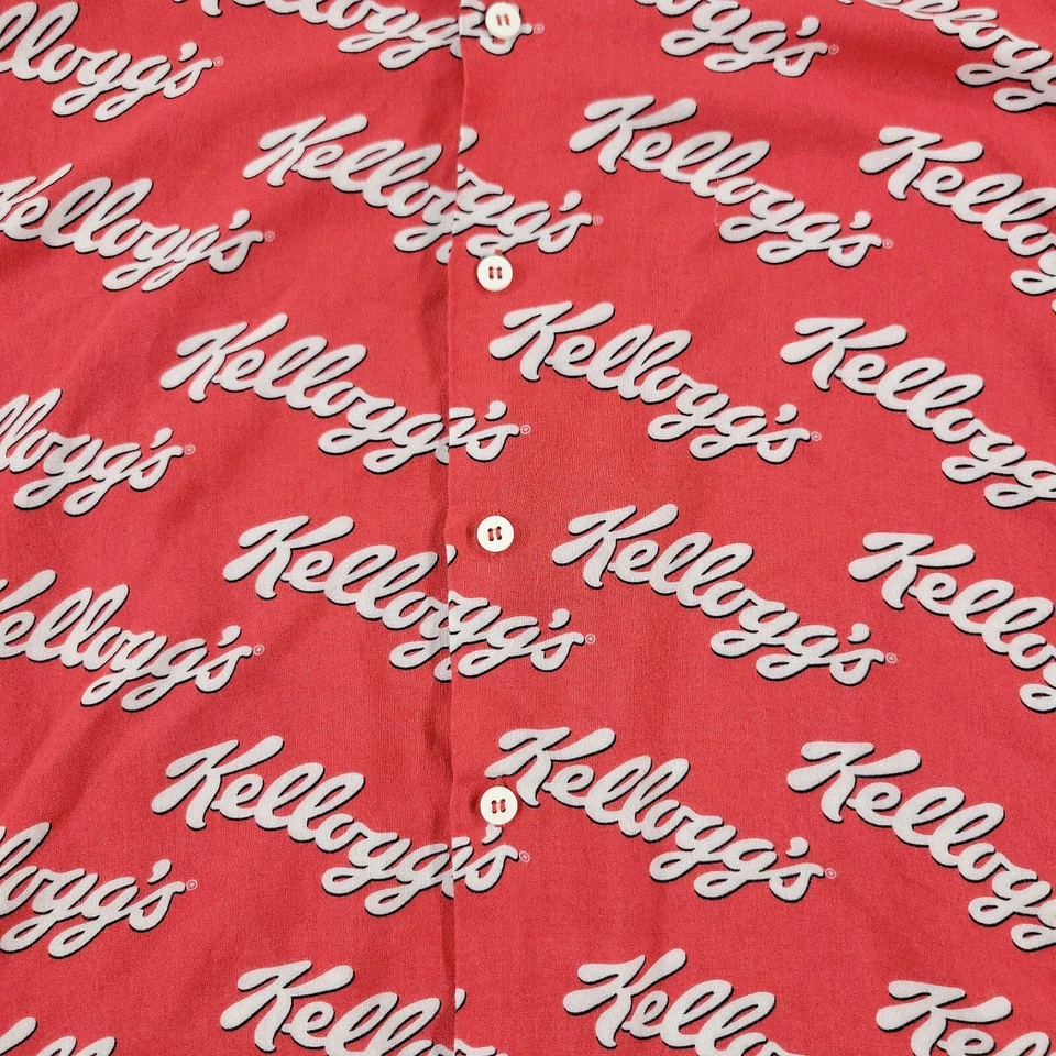 Camisa Kellogg's Botón Hombres Mediana Roja Desayuno Cereal Gráfico AOP Manga Corta Foto 2 de 4