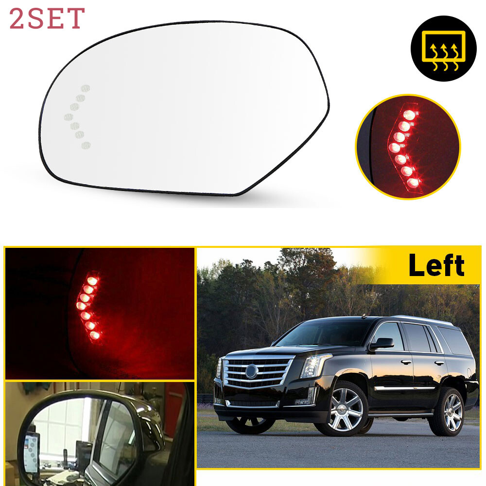 2set Side 07-13 Mirror Glass for Tahoe Silverado YUSon with Heated Signal Left S