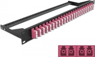 Delock Glasfaser Patchpanel 19'' bis 24 Port LC Quad Lila
