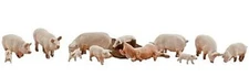 Woodland Yorkshire Pigs (12) - HO Scale Model Railroad Figure - #1957