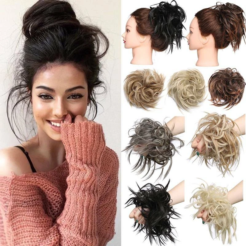THICK X-LARGE Messy Bun Hair Piece Scrunchie Updo Wrap Hair Extensions as Human - Image 4 of 4