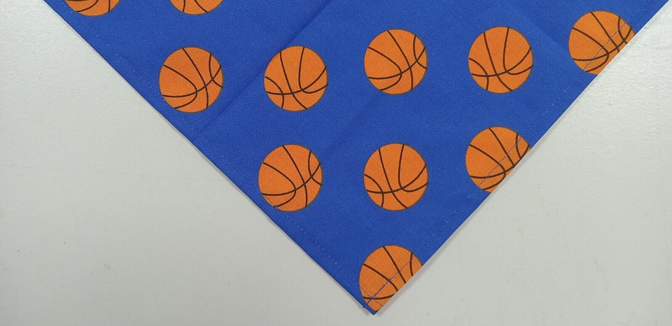 Ballin' Basketball Dog Bandana - Orange Cotton Adjustable Pet Scarf, One Size
