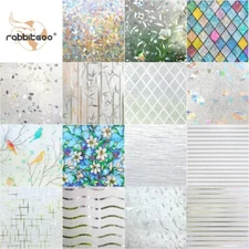 rabbitgoo Frosted Window Film Privacy Static Cling Stained Glass Film Decoration
