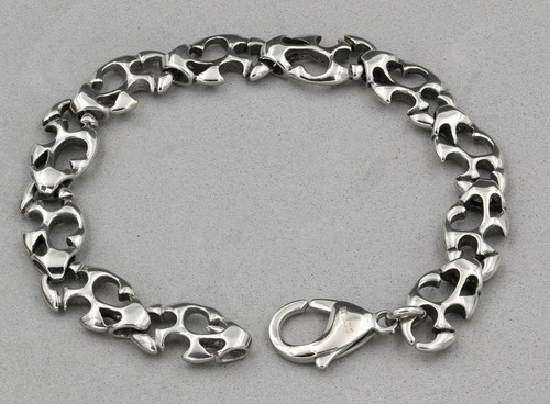 24 Inches/8.5 Inches Stainless steel Oxidized Style Necklace and bracelet/biker - Picture 8 of 8