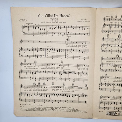 Vas Villst Du Haben by Al Bryan 1932 Vintage Sheet Music - Picture 3 of 5