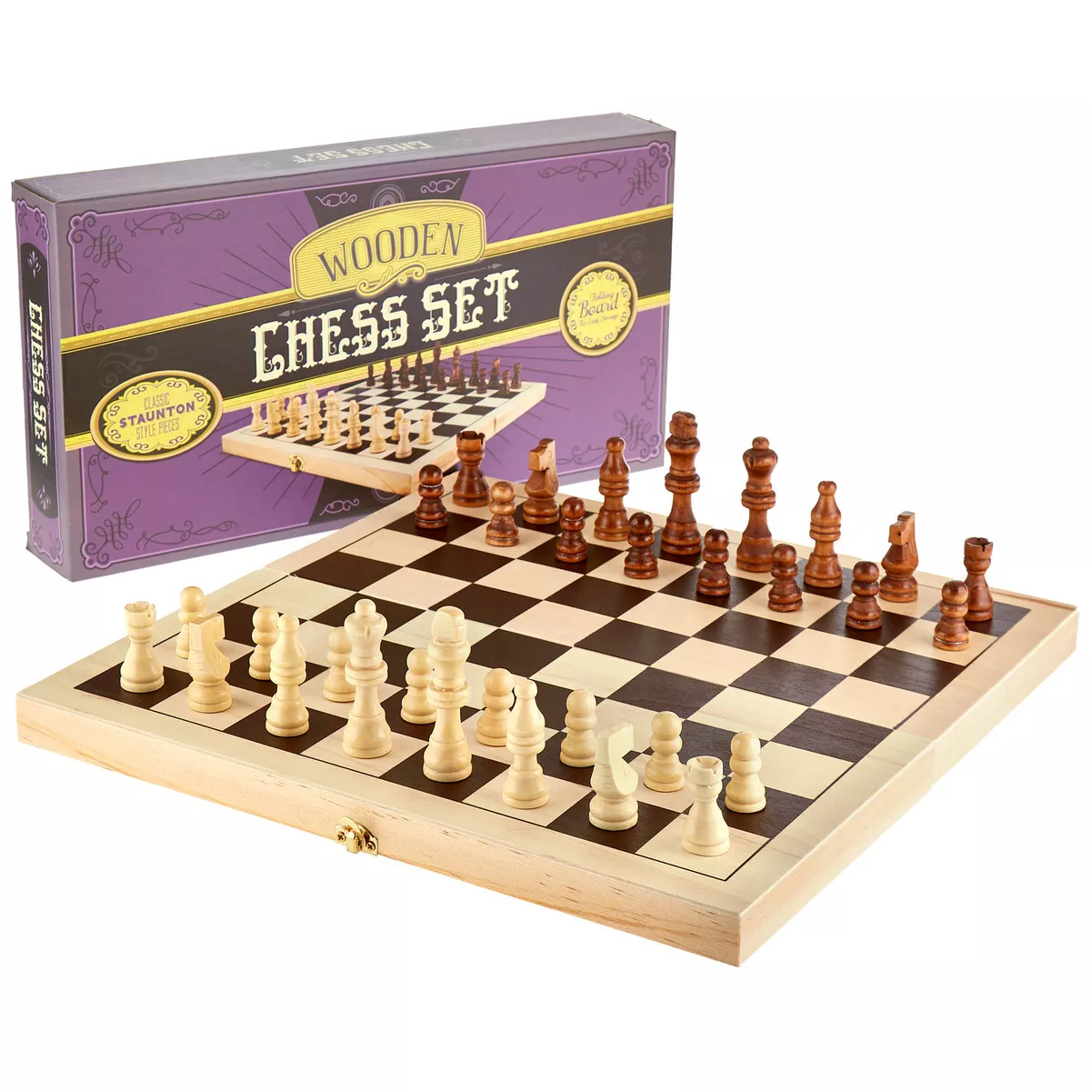 Chess Wooden Checkers Folding Board Game Box Set Vintage Checkers Queens  Gambit