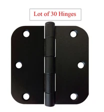 30 Black 3.5"x 3.5" with 5/8 Radius Door Hinges Round Corner 3 1/2 inch