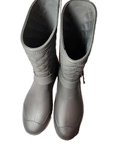 Capelli New York Gray rubber Rain Boots Womans quilted design Size 8  
