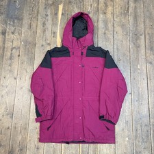 L.l Bean Rain Jacket Full Zip Vintage Outdoor Parka Coat, Purple, Womens Large