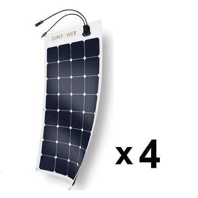 100W x4= 400W Flexible Authentic SunPower Solar Panel for RV, Marine and Camping