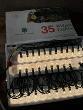 35 Vintage Christmas Midget Lights Hard Plastic TULIP REFLECTORS Green Wire NEW