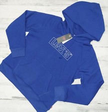 Levis Women Hoodie Size Small Blue Logo Letters Cotton Thick Pullover MSRP 60