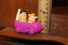 Vintage Fred Flintstones Barney Rubble Wind Up Log Car