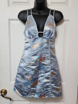 urban outfitters blue satin dress Urban Outfitters Blue Cassie Satin Mini Dress Women's XS TP