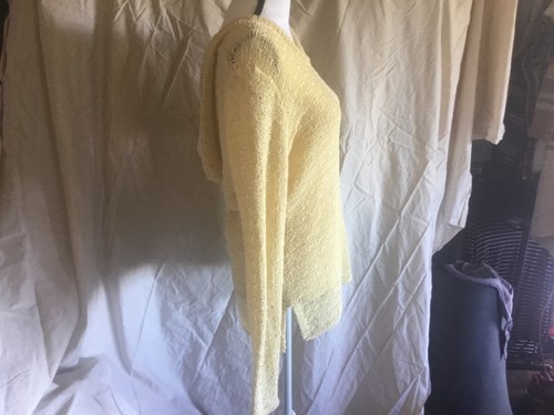 Kenar yellow hooded crochet knit sweatshirt/light sweater blouse - Picture 2 of 3