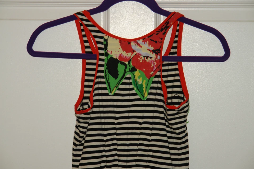 Girls Eliane et Lena Paris "Crocus" Black White Striped Hi-Lo Maxi Tank Dress 12 - Image 4 of 4