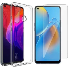 For HTC U20 5G TEMPERED GLASS SCREEN PROTECTOR + CLEAR SILICONE TPU CASE COVER