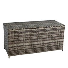Cassapanca da Giardino Poly Rattan Baule Cuscini Cassa Scatola Beige-Marrone
