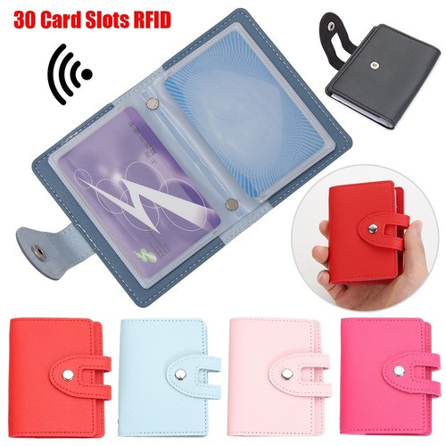 Porte-cartes De Crédit En Cuir PU - 24 Emplacements + 2 Grands - Protection RFID - Gris, Rose, Bleu, Noir, Vert, Rouge