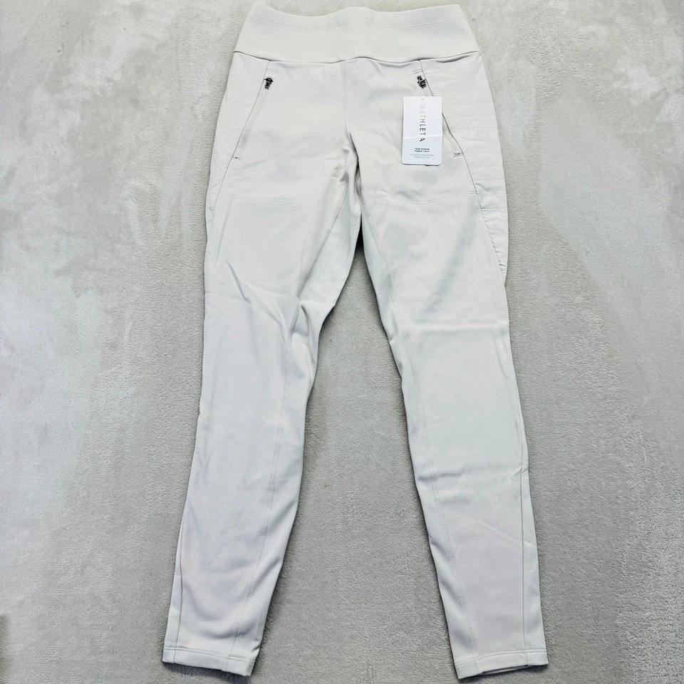 Athleta Pants Womens Small Abalone Cream Peak Hybrid Fleece Tight Zip Pocket NWT - Image 2 of 4