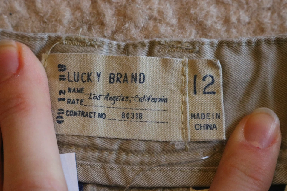 Pantalones Cortos Carga Lucky Brand Niño Beige 100% Algodón Botón Talla 12 Foto 3 de 4