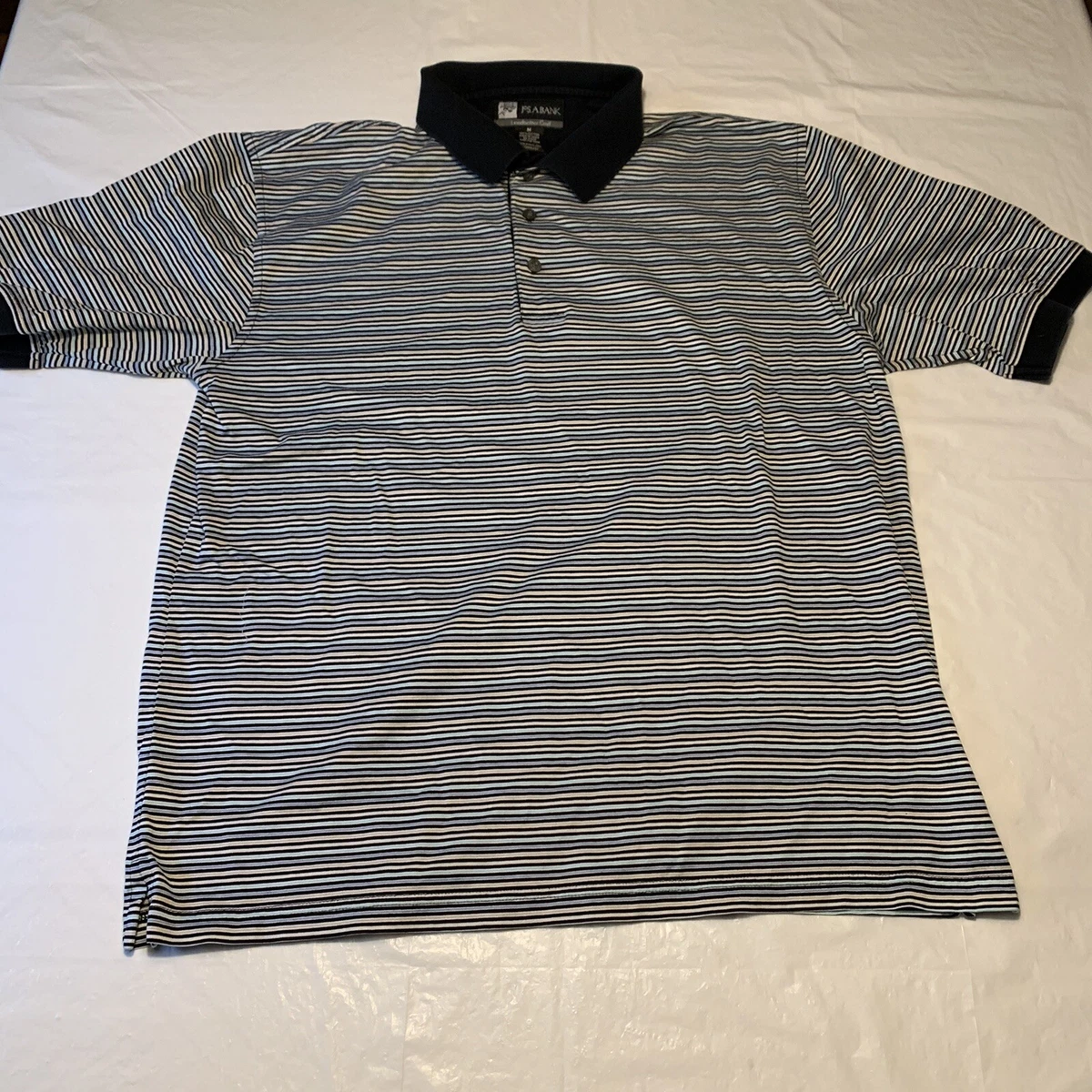 Jos A Bank Leadbetter Golf Striped Short Sleeve Polo Shirt Men s Medium