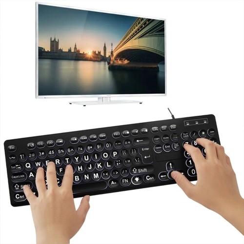 Large Print Computer Keyboards USB Cord with Big Print Letters Help for Senior - Picture 3 of 8
