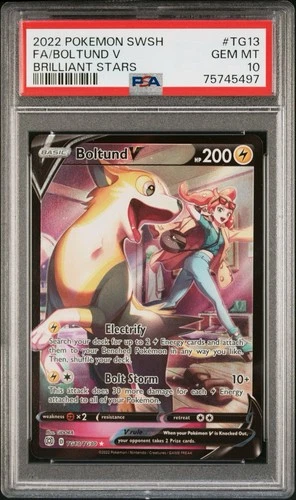 2022 POKEMON SWORD & SHIELD BRILLIANT STARS #TG13 FA/BOLTUND V PSA 10 GEM MT