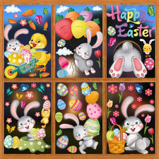 Easter Window Clings, 78 Pcs Easter Window Stickers Bunny Egg Glass Door Decals