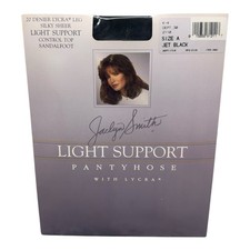 Vintage Jaclyn Smith Silky Sheer Light Support Pantyhose Control Top A Jet Black
