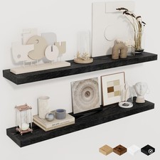 2 Pack 36 Inch Black Wood Floating Shelves Wall Mounted Rustic Decor