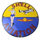 Vintage Shell Gasoline Sign - Military Gas Pump Service Automobile Motor Sign