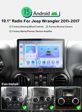 USA 10.1" Touch Screen Radio for Jeep Wrangler JK 2011-2017 Snapdragon Fast Boot