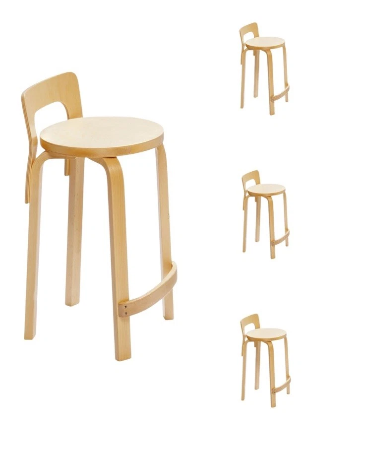 $3160 Artek High Chair K65 Bar Stool Natural Birch Set Of 4 - Image 2 of 4