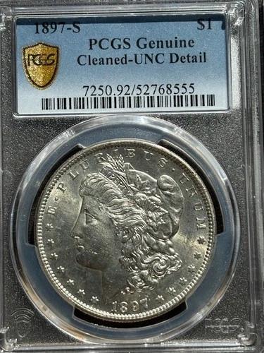 1897 S $1 Morgan Dollar  UNC Detail PCGS Genuine cleaned
