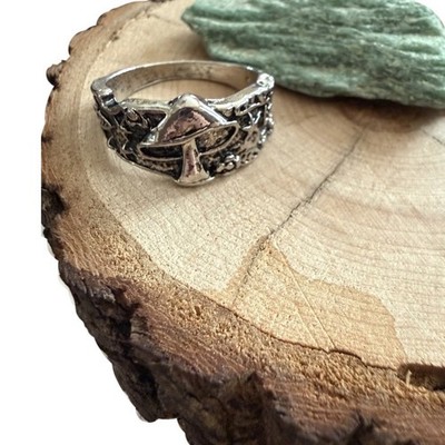 Silber Pilz Ring 925 | Waldhexenenergie | Größe 9