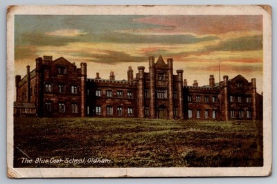 Die Blaumantelschule Oldham getönte Farbe topographische Postkarte verschickt 1913
