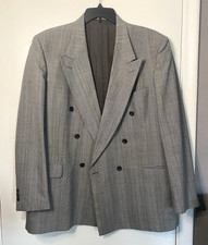 Botany 500 Mens Herringbone Blazer Gray Wool USA Jacket Striped 80s SZ 48L