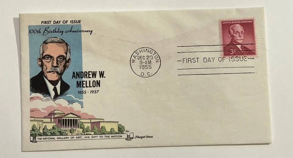 1955 3c Andrew Mellon Postage Stamp #1072 First Day Covers (2) - Image 3 of 3