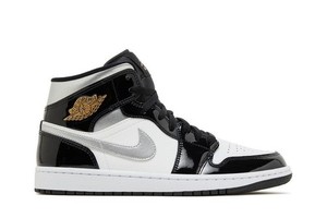 Jordan 1 Mid SE Patent Black White Metallic Silver Metallic Gold (HV0789 010)