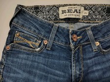 Ariat REAL Denim Women's 25R Straight Blue Jeans Thick Stitch Low Rise