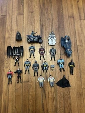Vintage Batman Action Figures Lot Of 14 and Vehicles 
