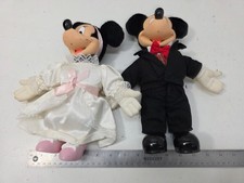 Vintage Applause Mickey Minnie Mouse Plush Bride Groom Wedding Set